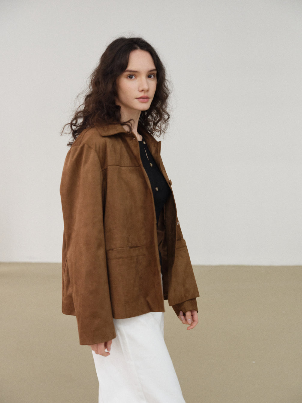 Brown Suede Blazer Jacket