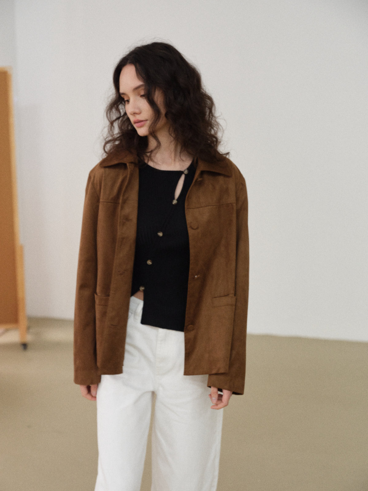 Brown Suede Blazer Jacket