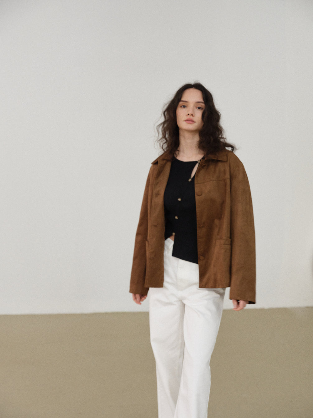 Brown Suede Blazer Jacket