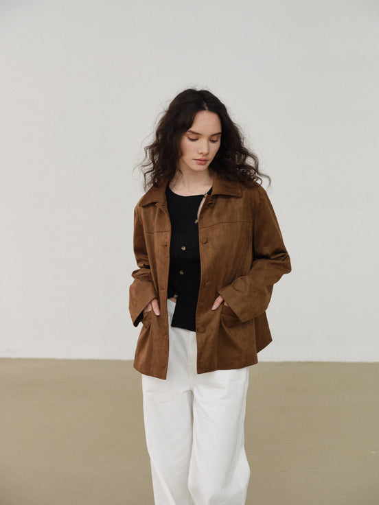 Brown Suede Blazer Jacket