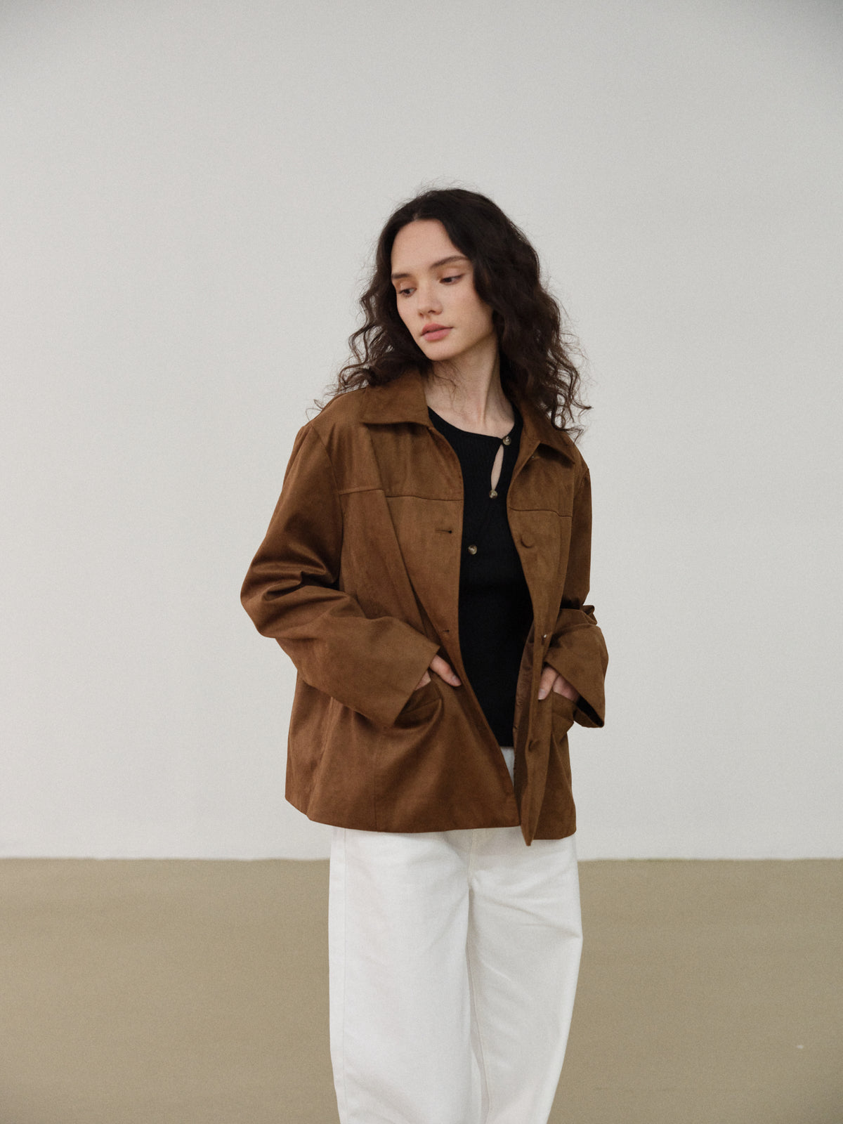 Brown Suede Blazer Jacket