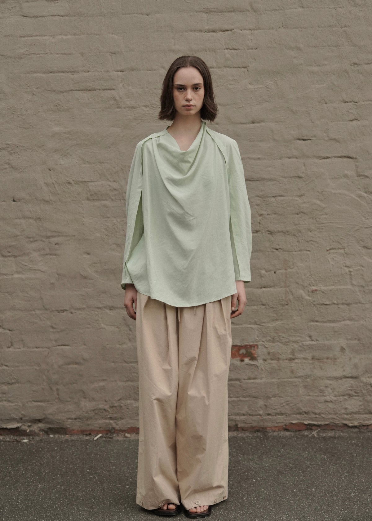 Draped Collar Oversized Shirt
