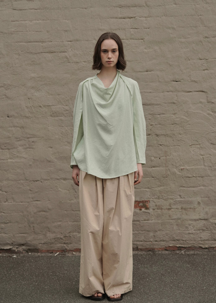 Draped Collar Oversized Shirt