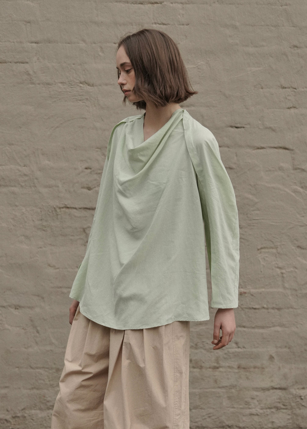 Draped Collar Oversized Shirt