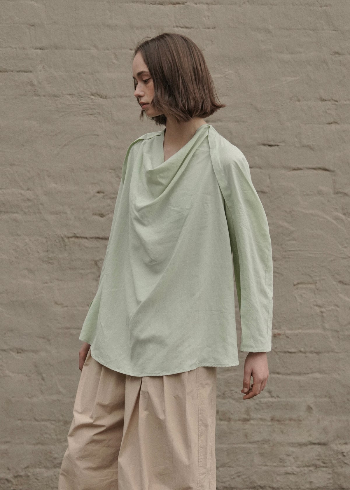 Draped Collar Oversized Shirt