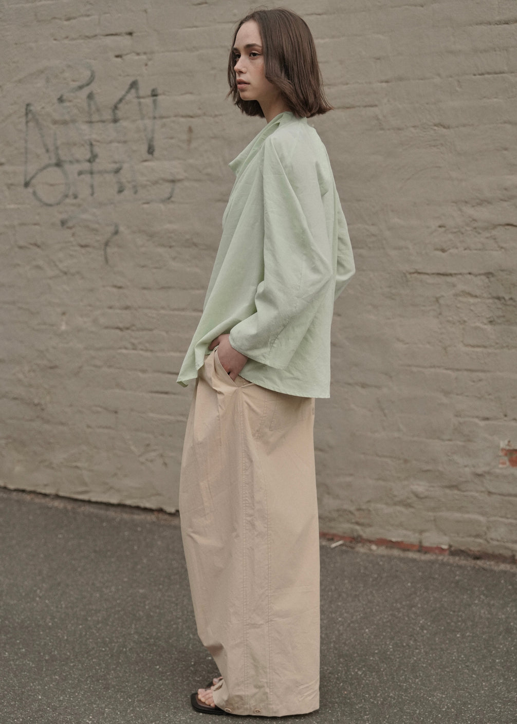 Draped Collar Oversized Shirt