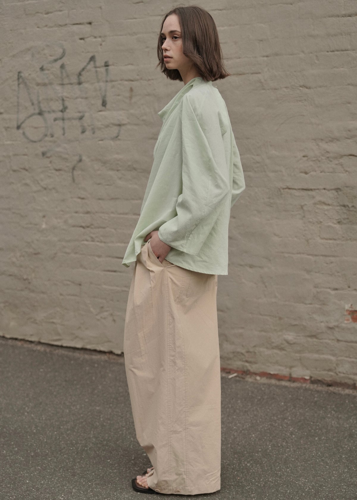 Draped Collar Oversized Shirt