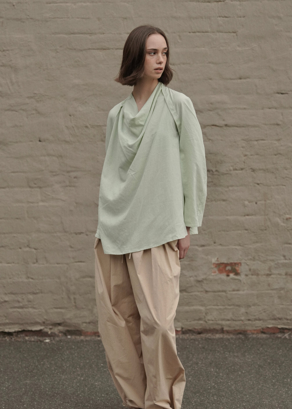 Draped Collar Oversized Shirt