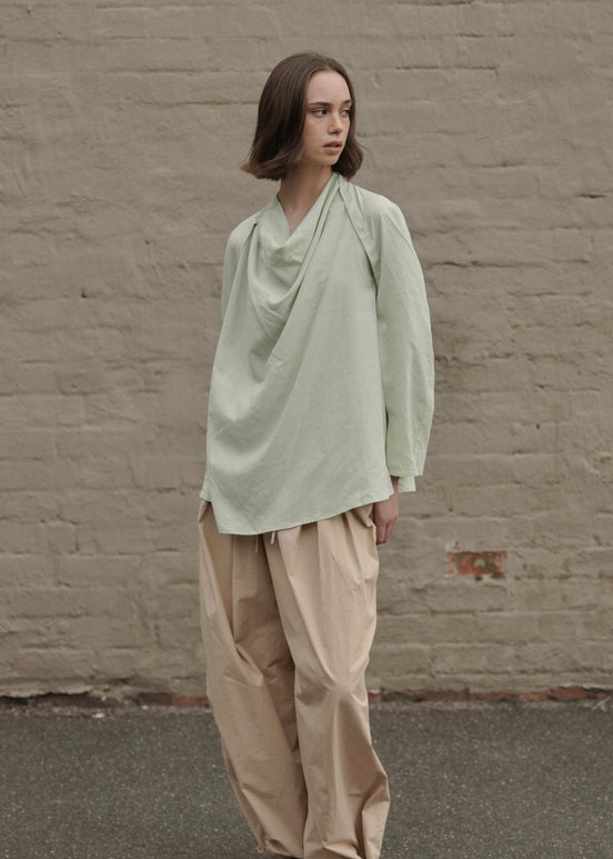 Draped Collar Oversized Shirt