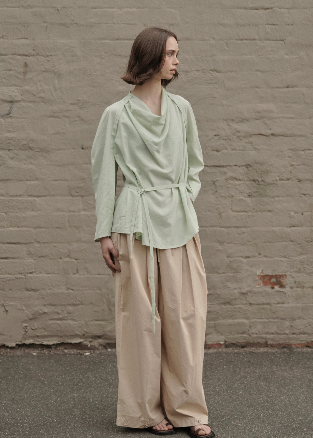 Draped Collar Oversized Shirt