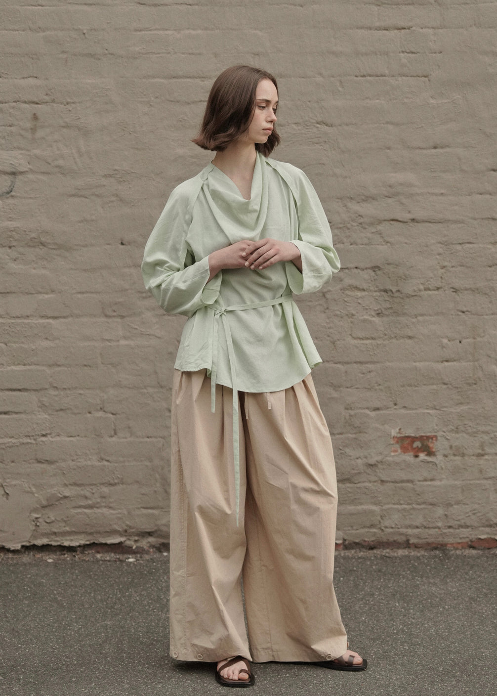 Draped Collar Oversized Shirt