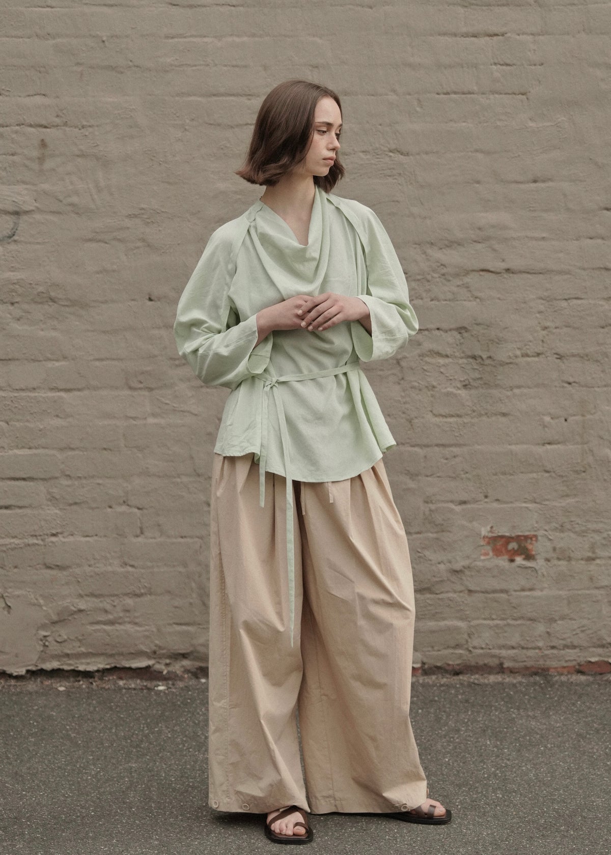 Draped Collar Oversized Shirt