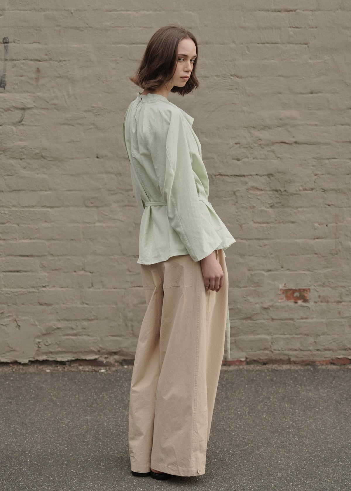 Draped Collar Oversized Shirt