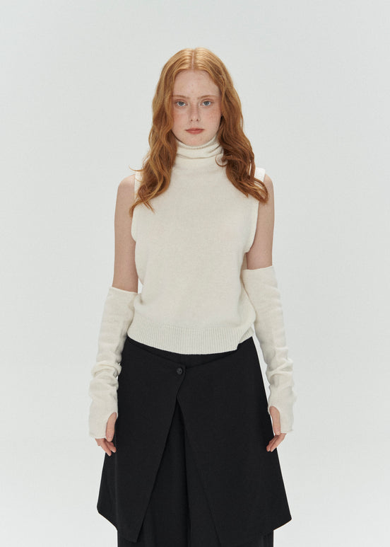 Sleeveless Wool Top with Gloves
