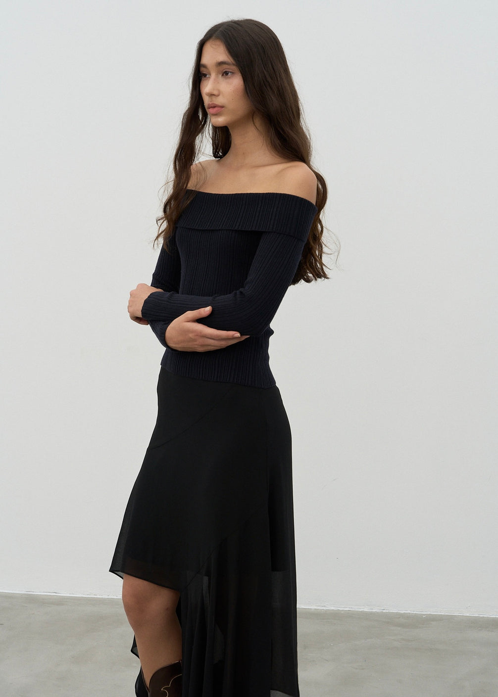 Off-Shoulder Knit Top