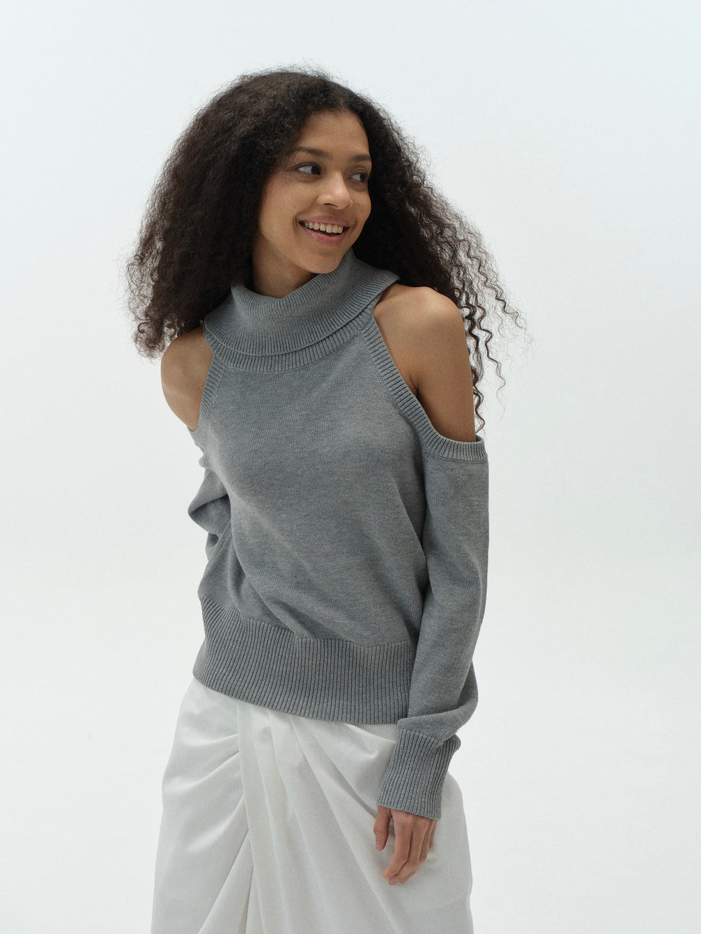 Draped Off-Shoulder Sweater