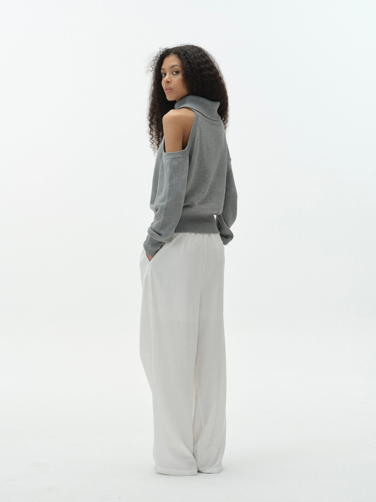 Draped Off-Shoulder Sweater