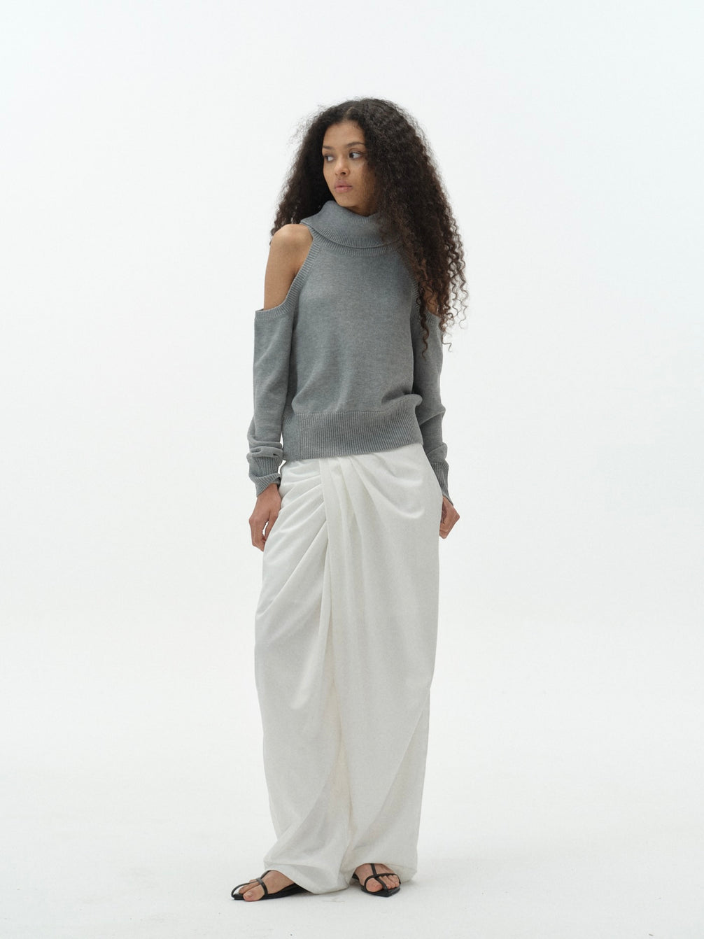 Draped Off-Shoulder Sweater