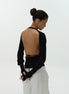 Open-Back Puff Sleeve Knit Top
