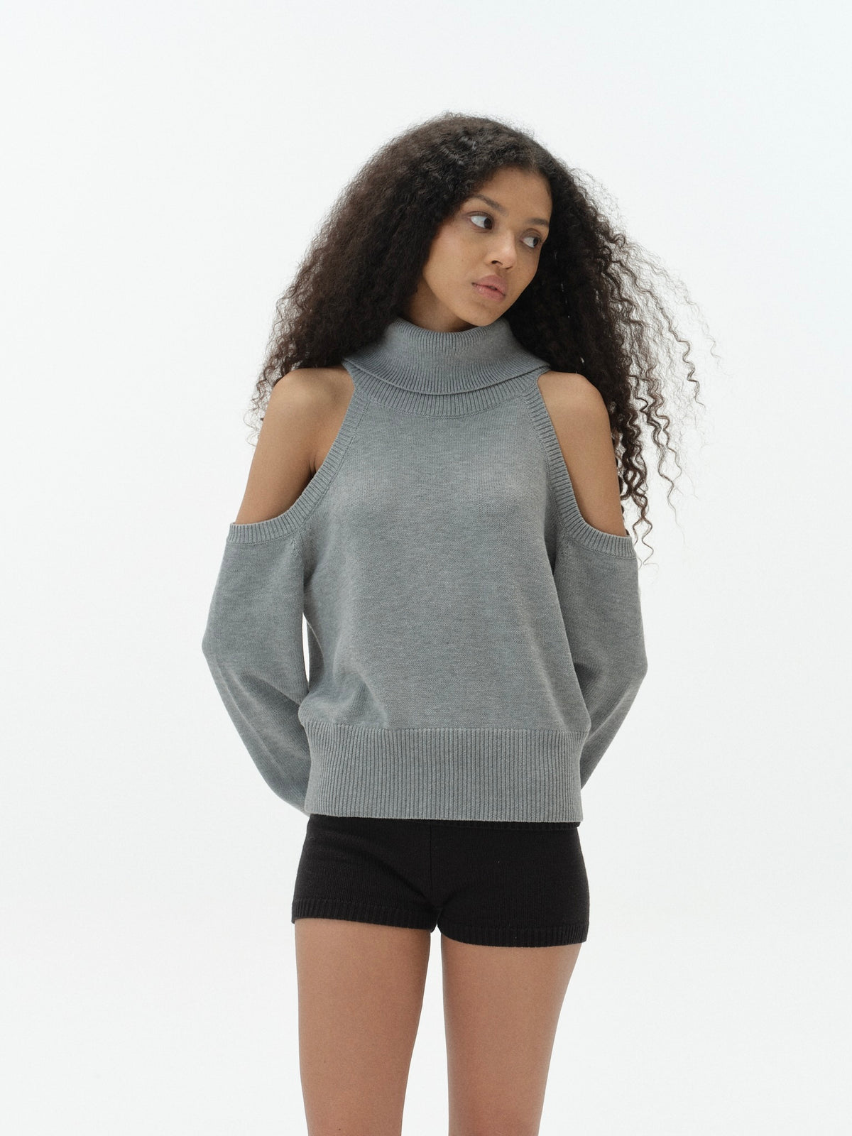 Draped Off-Shoulder Sweater