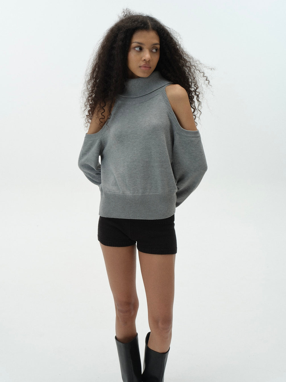 Draped Off-Shoulder Sweater