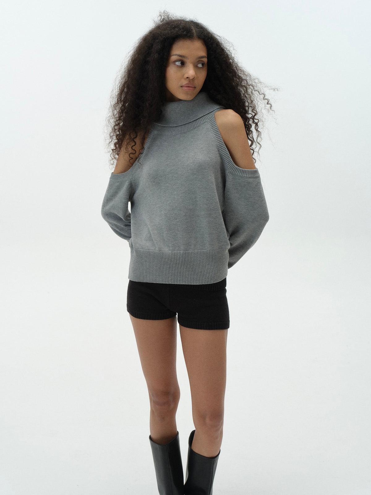 Draped Off-Shoulder Sweater