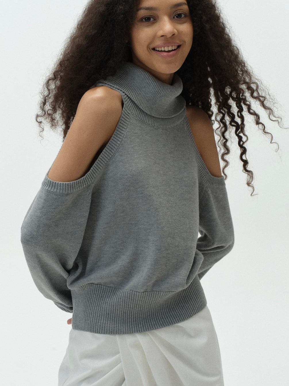 Draped Off-Shoulder Sweater