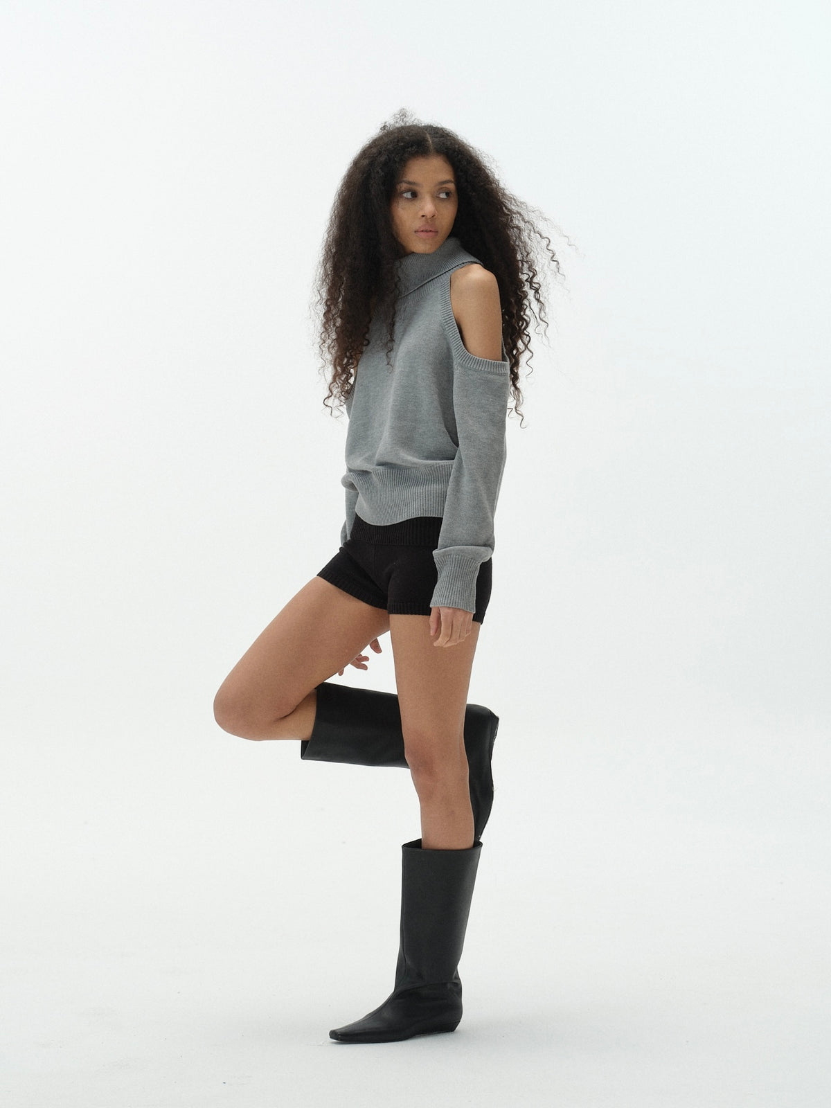 Draped Off-Shoulder Sweater