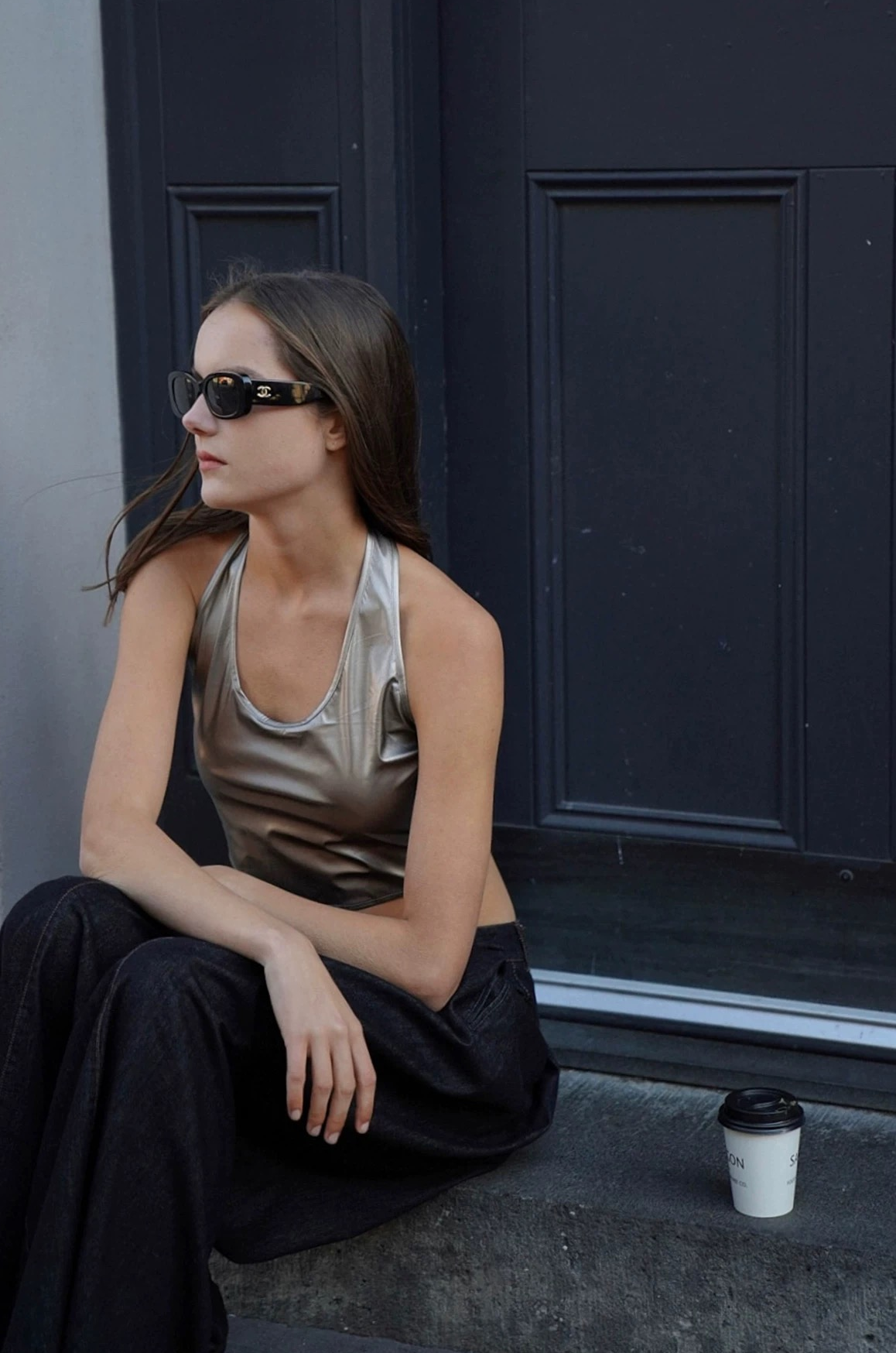 Metallic Halterneck Vest